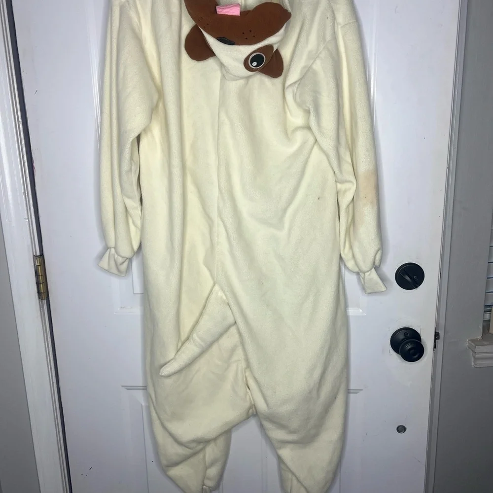 Bulldog White Brown Dog Costume Onesie One Piece Halloween Cosplay